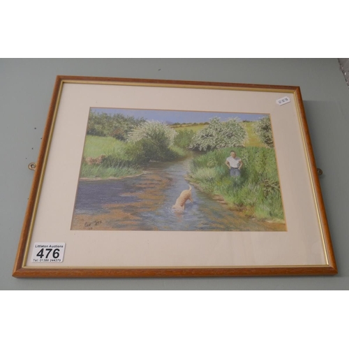 476 - Pat Cox - Pastel - River scene Pershore