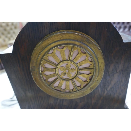 482 - Oak barley twist mantle clock