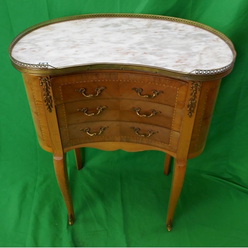 483 - Inlaid French kidney shaped chest with ormolu mounts