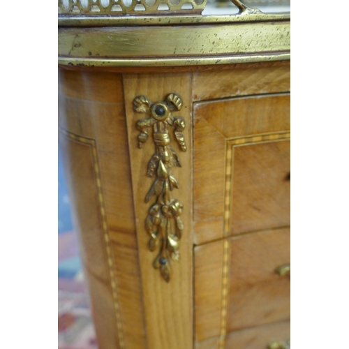 483 - Inlaid French kidney shaped chest with ormolu mounts