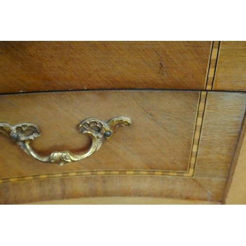 483 - Inlaid French kidney shaped chest with ormolu mounts