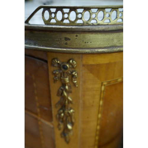 483 - Inlaid French kidney shaped chest with ormolu mounts