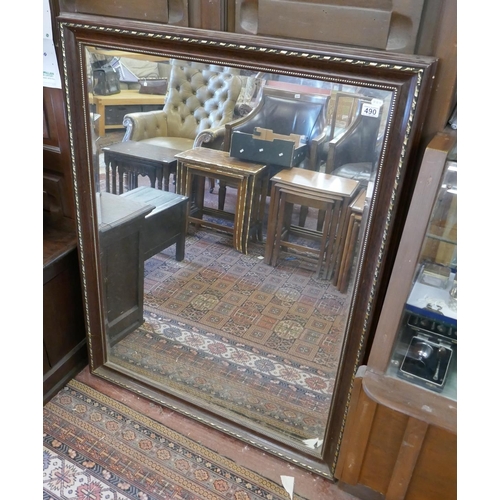 490 - Large bevelled glass mirror