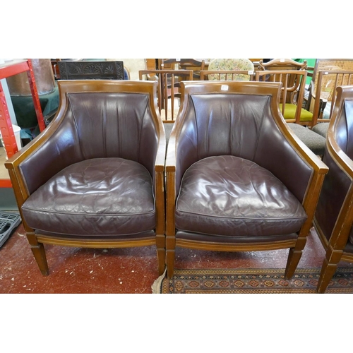 501 - Pair of good quality leather club chairs