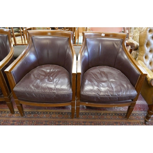 502 - Pair of good quality leather club chairs