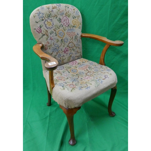 511 - Tapestry armchair on cabriole legs