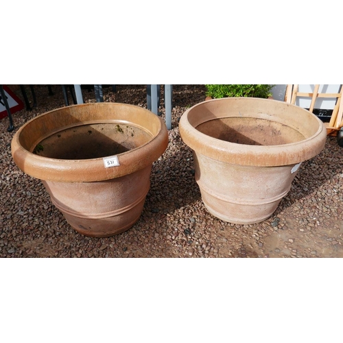 531 - 2 large terracotta effect planters