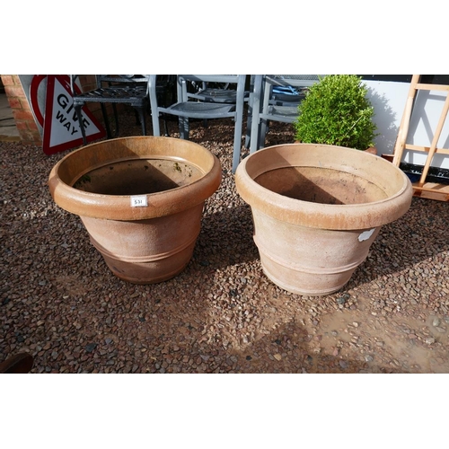 531 - 2 large terracotta effect planters