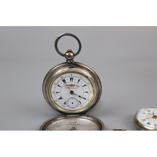 97 - 2 silver pocket watches & another