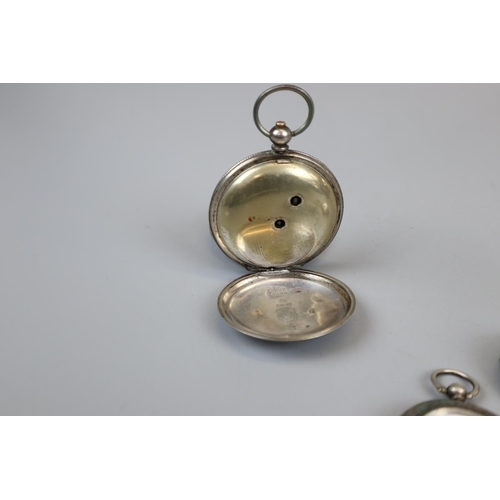 97 - 2 silver pocket watches & another