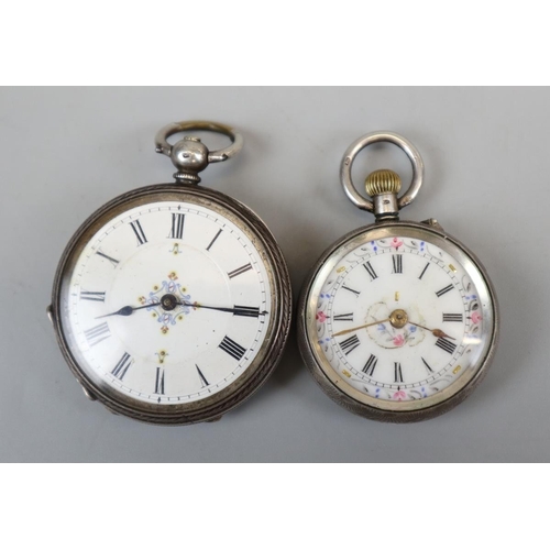 99 - 2 silver ladies pocket watches