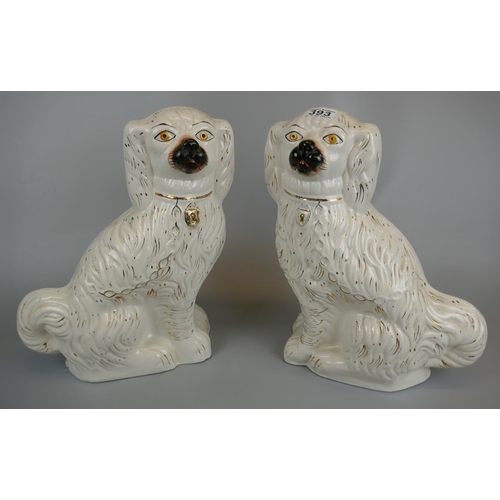 393 - Pair of large antique Staffordshire dogs - Approx H: 38cm