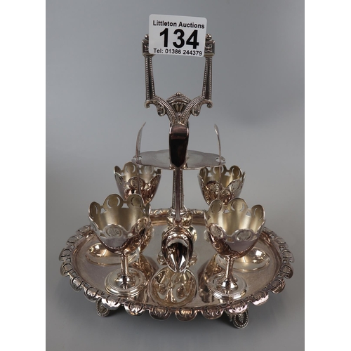 134 - Silver plated breakfast egg set