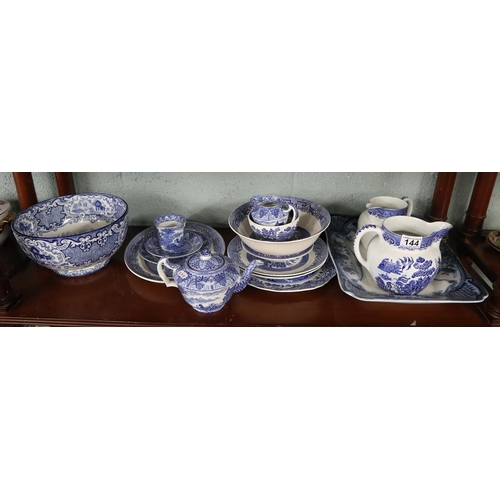 144 - Collection of blue & white china to include Cauldon