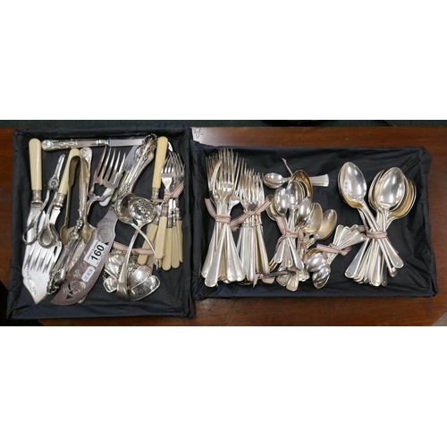 160 - Collection of cutlery to include decanter collars