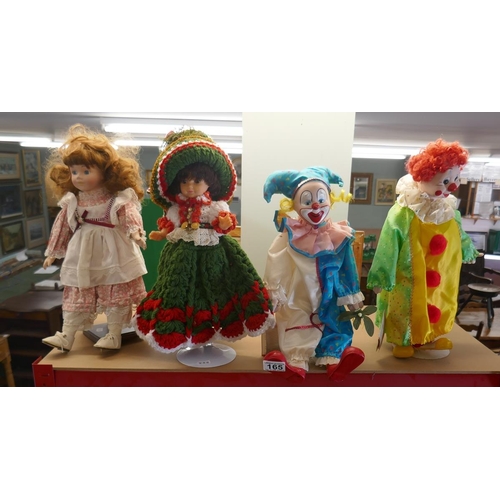 165 - Collection of 4 dolls & clowns to include The Classique Collection