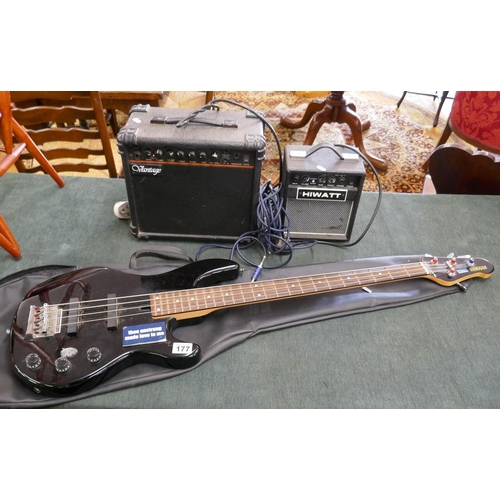 177 - Yamaha bass guitar, Vantage amp & Hiwatt amp