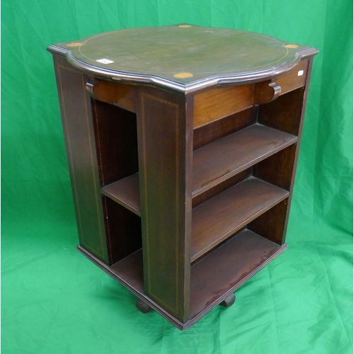 182 - Inlaid mahogany revolving library bookcase
