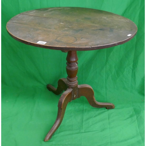 186 - Oak tilt top tripod table