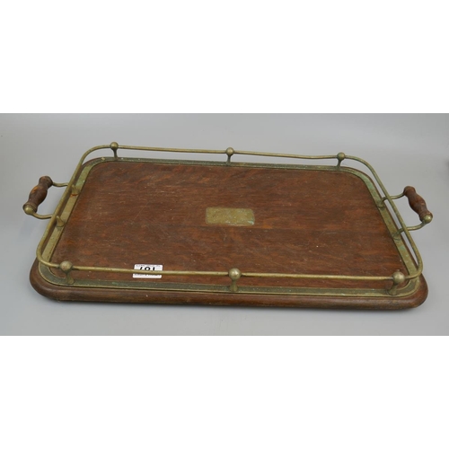 187 - Galleried oak serving tray