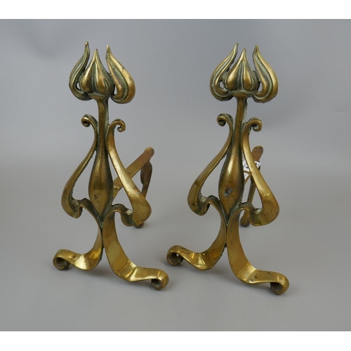 188 - Pair of brass fire dogs