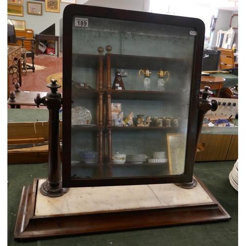 189 - Antique mahogany vanity mirror on marble base