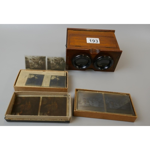 193 - Wooden stereoscope - Matty - Paris and 3 boxes of glass slides