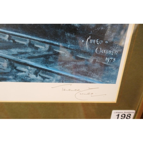 198 - Blind stamped & signed print by Terrence Cuneo