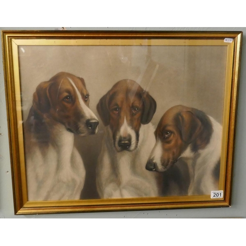 201 - Print study of 3 hounds after J Hanson Walker - The Favourites