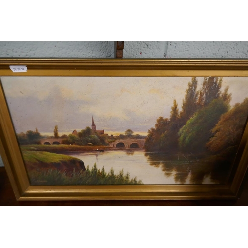 204 - Pair of oils on board canal scenes by G Noone - Approx. IS: 44cm x 24cm