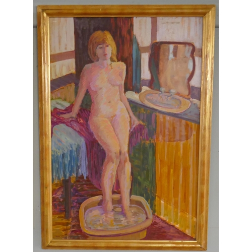 209 - Olwen Tarrant - Oil on canvas - The Foot Bath - Approx. IS: 60cm x 90cm