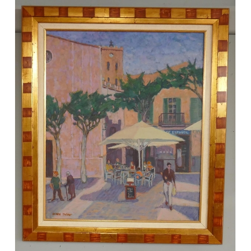 210 - Olwen Tarrant - Oil on canvas - Pollensa La Plaza Mayor - Approx. IS: 53cm x 64cm