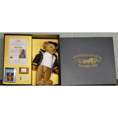 231 - Lord Nelson L/E teddy bear by Deans Rag Book Company in presentation box with book & COA