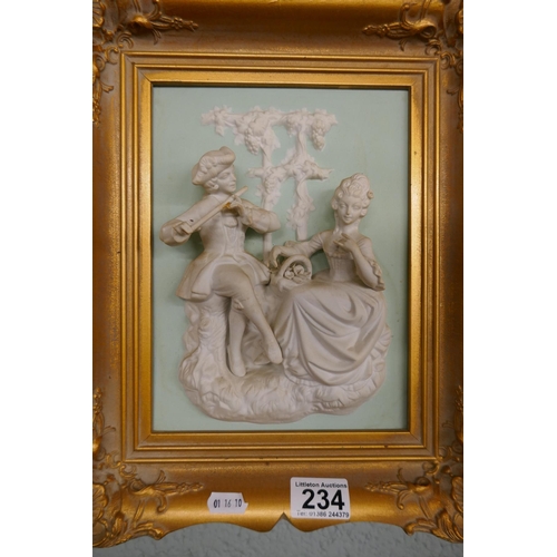 234 - Pair of bisque plaques in gilt frames