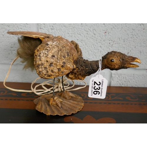 236 - Victorian grotesque bird sea shell lamp