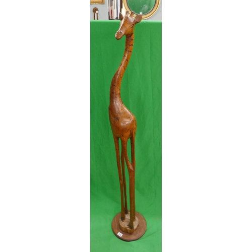 256 - Solid oak carved giraffe - Approx 170cm