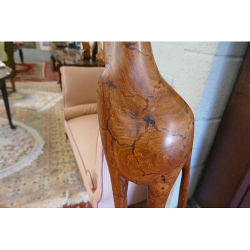 256 - Solid oak carved giraffe - Approx 170cm