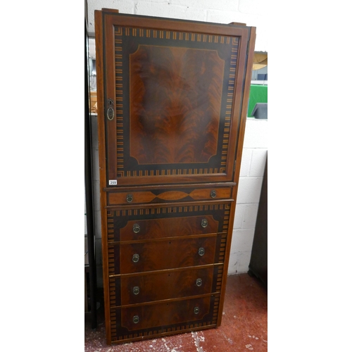 259 - Edwardian inlaid mahogany gentleman's press - Approx. W: 77cm D: 54cm H: 187cm