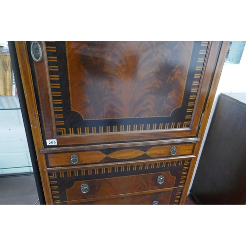 259 - Edwardian inlaid mahogany gentleman's press - Approx. W: 77cm D: 54cm H: 187cm