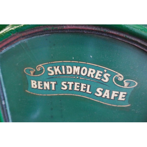 265 - Victorian Skidmore's Bent Steel Safe in good order with key