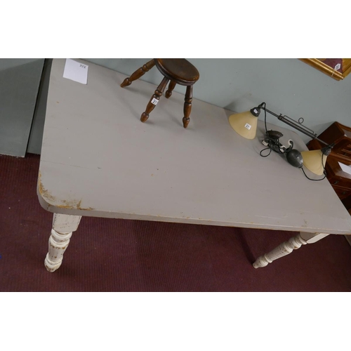 272 - Large farmhouse painted pine dining table with drawer - L: 183cm W: 88cm H:79cm