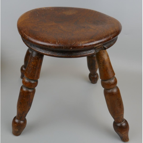 273 - Antique elm milking stool