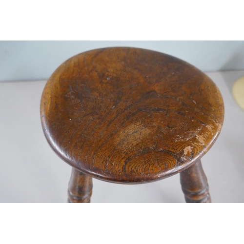 273 - Antique elm milking stool