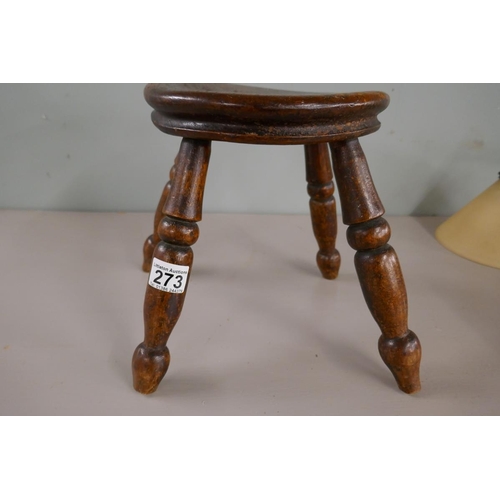 273 - Antique elm milking stool