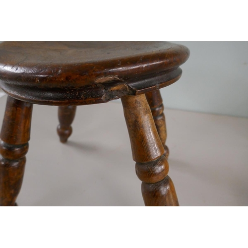 273 - Antique elm milking stool