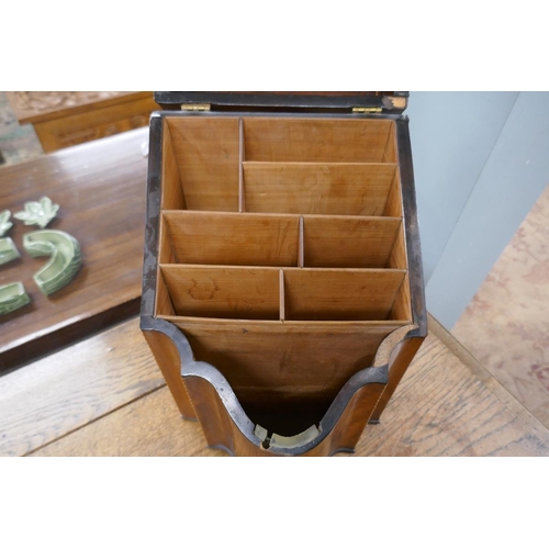 282 - Georgian inlaid knife box converted to stationary box