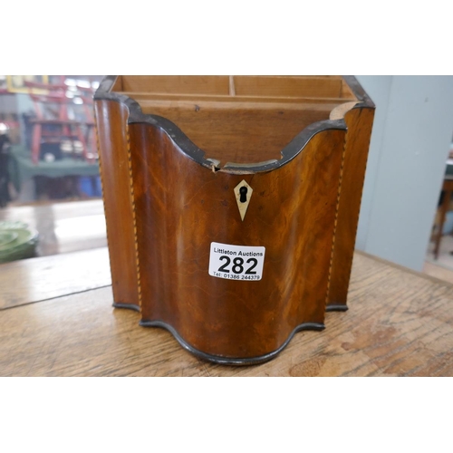 282 - Georgian inlaid knife box converted to stationary box