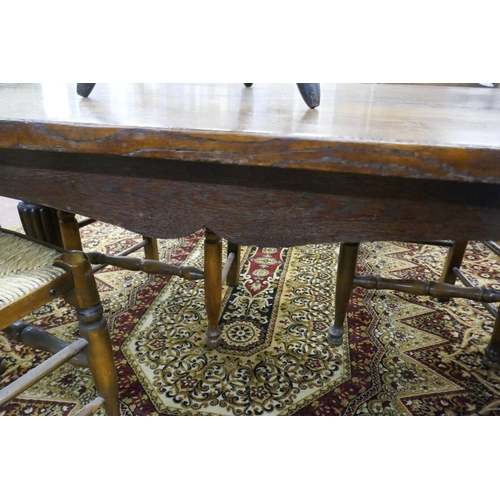 293 - Antique oak plank top refectory table - Approx. L: 188cm W: 83cm H: 71cm