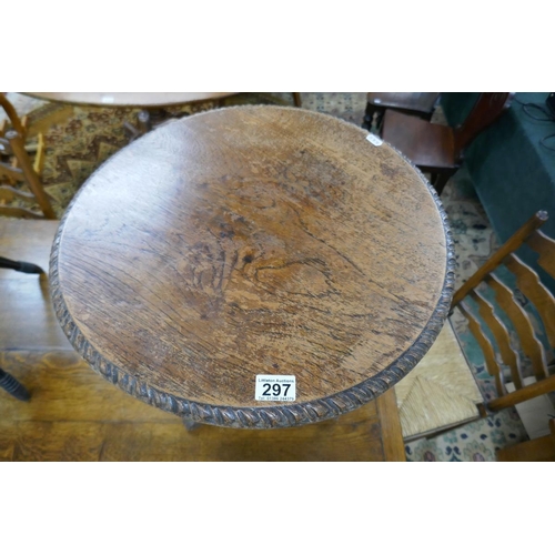 297 - Ornately carved Chinese tripod table