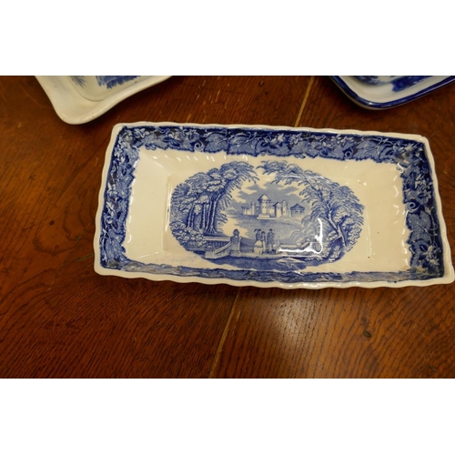 300 - Blue & white cheese dish, butter dish & entre dish to include Mason's